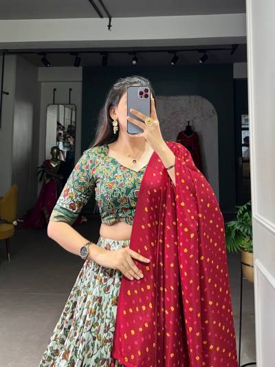 LNB 1217 GREEN DESIGNER SILK LEHENGA CHOLI WHOLESALER IN INDIA